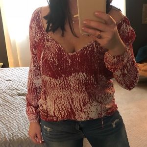 Dark red and white blouse